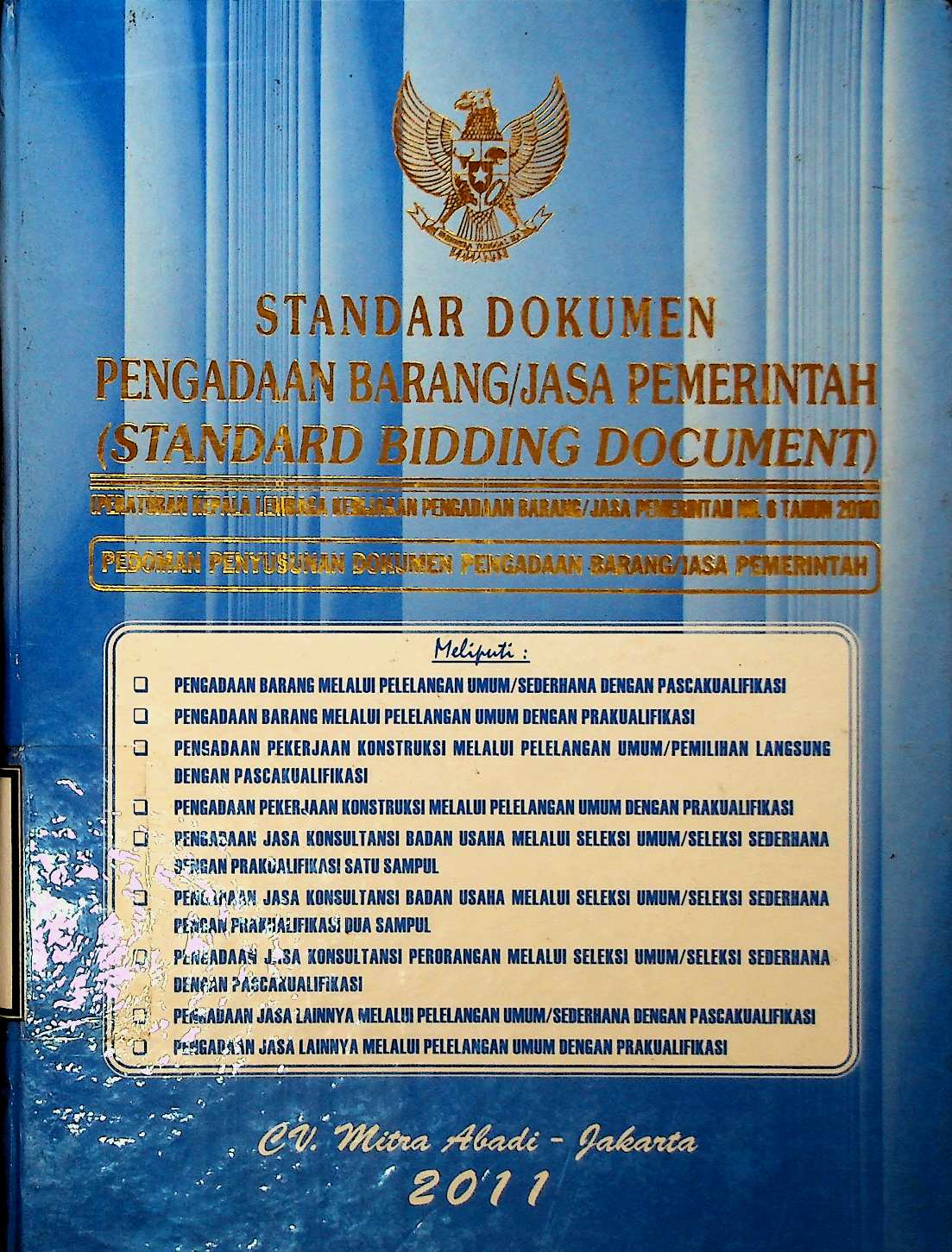 Cover Standar dokumen pengadaan barang/jasa pemerintah (standard bidding document)