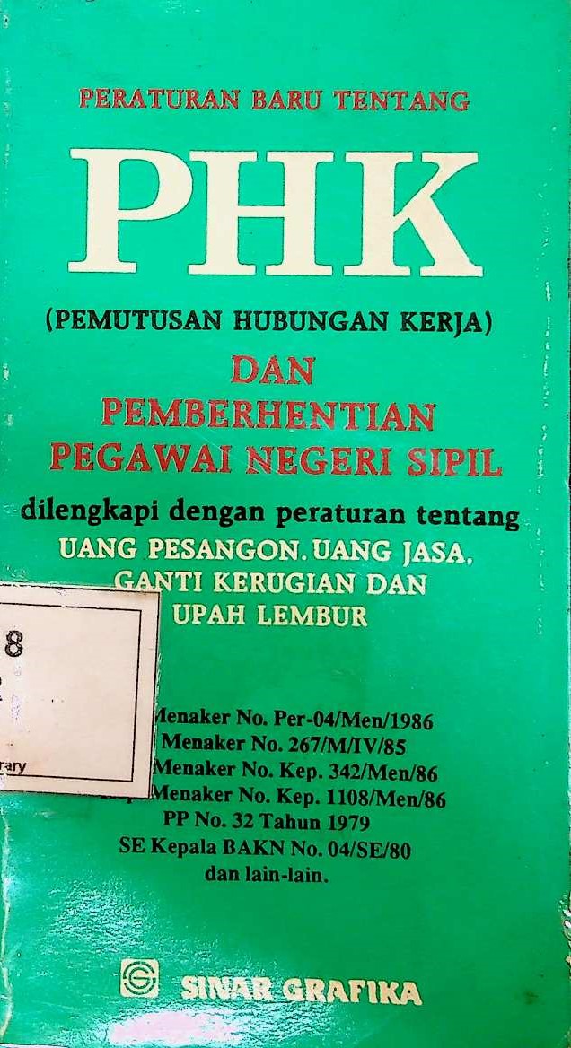 Cover Peraturan baru tentang PHK (pemutusan hubungan kerja) dan pemberhentian pegawai negeri sipil