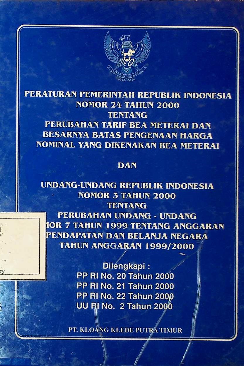 Cover PP No. 24 Tahun 2000 dan UU No. 3 Tahun 2000