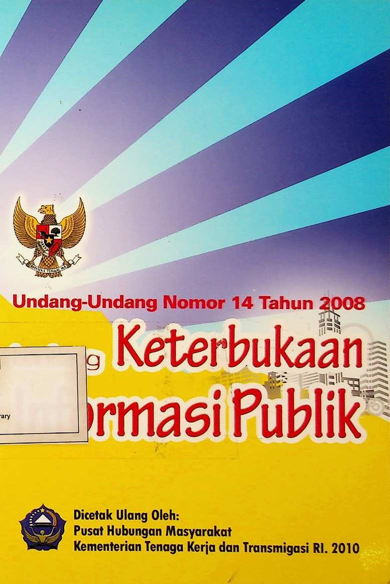 Cover Undang-Undang Nomor 14 Tahun 2008 tentang Keterbukaan Informasi Publik